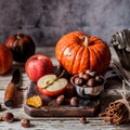 Pumpkin and Apple Pie Ingredients Royalty Free Stock Photo