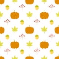 Pumpkin autumn seamless pattern acorn Royalty Free Stock Photo