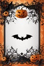 Pumpkin and bat border illustrations, Halloween-themed printable borders Royalty Free Stock Photo