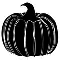 Pumpkin black silhouette isolated on white background. Clipart design element Royalty Free Stock Photo