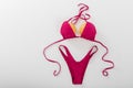 Pumpkin bra on a white background. Two pumpkins in a bikini. Copy space Royalty Free Stock Photo