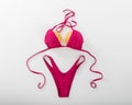 Pumpkin bra on a white background. Two pumpkins in a bikini. Copy space Royalty Free Stock Photo