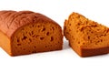 Pumpkin Bread isolated on white background Royalty Free Stock Photo