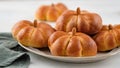 Pumpkin buns bread with spices on grey background. Halloween Food Concept. Autumn concept. Royalty Free Stock Photo