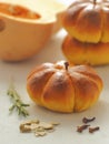 Pumpkin buns. Halloween pastry in the shape of pumpkin. Royalty Free Stock Photo