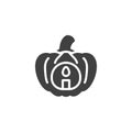 Pumpkin with candle inside vector icon