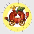 Pumpkin carriage for Cinderella color illustration Royalty Free Stock Photo