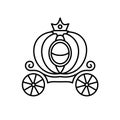 Pumpkin carriage line style illustration. Fairy tale Cinderella coach. Royalty Free Stock Photo