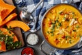 Pumpkin carrot chicken breast creamy soup