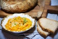 Pumpkin and carrot spread with sesame seeds and tyme