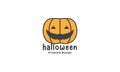 Pumpkin cartoon smile halloween logo symbol vector icon illustration graphic design Royalty Free Stock Photo