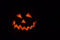 Pumpkin carved into traditional Halloween Jack O'Lantern
