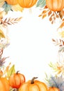 Pumpkin carving competition watercolor border frame Royalty Free Stock Photo