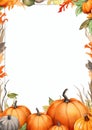 Pumpkin carving competition watercolor border frame Royalty Free Stock Photo