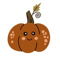 Pumpkin character. Cute pumpkin with smiley face. Happy Halloween. Royalty Free Stock Photo