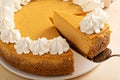 Pumpkin cheesecake with fall spices topped with whipped cream