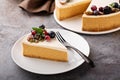 Pumpkin cheesecake with sour cream topping Royalty Free Stock Photo