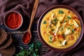 Pumpkin chicken breast creamy soup Royalty Free Stock Photo