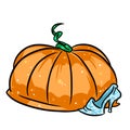 Pumpkin cinderella fairy tale items magic animal character cartoon illustration