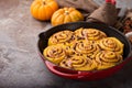 Pumpkin cinnamon rolls with chocolate