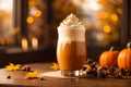 Pumpkin cold latte. Generative AI.