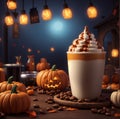 Pumpkin cold latte. Generative AI.