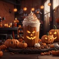 Pumpkin cold latte. Generative AI.