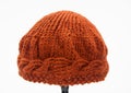 Pumpkin color knitted hat for women