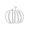 Pumpkin continuous line drawing. One line art of gourd, vegetable.