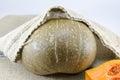 Pumpkin covered with a old tablecloth Royalty Free Stock Photo