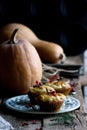 PUMPKIN CREAM CHEESE SWIRL MUFFINS. Royalty Free Stock Photo