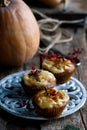 PUMPKIN CREAM CHEESE SWIRL MUFFINS. Royalty Free Stock Photo