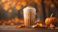 pumpkin cream cold brew latte autumn fall drink. ai generate