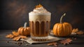 pumpkin cream cold brew latte autumn fall drink. ai generate