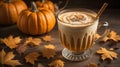 pumpkin cream cold brew latte autumn fall drink. ai generate