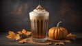 pumpkin cream cold brew latte autumn fall drink. ai generate