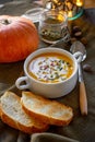 Pumpkin cream soup bread pumpkin seeds