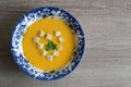 Pumpkin cream-soup with croutons