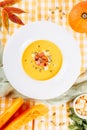 Pumpkin Cream Soup Healthy Autumn Food Bowl