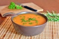 Pumpkin Creme Soup In The Bowl With Parsley