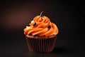 Pumpkin Cupcake Tempts Halloween Sweet Tooth Royalty Free Stock Photo