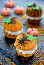 Pumpkin cupcakes for Halloween or Thanksgiving Royalty Free Stock Photo