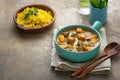 Pumpkin curry with chicken with rice biriani Royalty Free Stock Photo