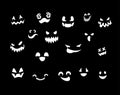 Pumpkin cut creepy faces set Royalty Free Stock Photo