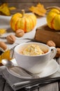 Pumpkin dessert in a mug prepared in microwave Royalty Free Stock Photo