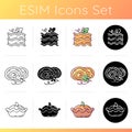 Pumpkin dishes icons set Royalty Free Stock Photo