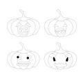 Halloween funny monochrome pumpkin emoji set. Cartoons art design element object isolated stock vector illustration Royalty Free Stock Photo