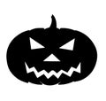 Pumpkin with face black isolated with white background. Free illustration for print. Royalty Free Stock Photo