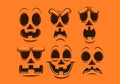 Halloween pumpkin faces with different expressions and emotions