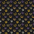 Pumpkin faces seamless vector halloween repeat pattern design